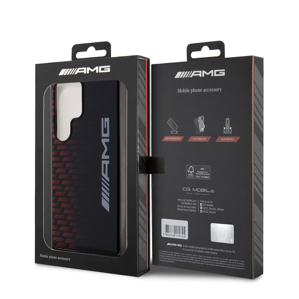 Galaxy S24 Ultra Kılıf AMG Orijinal Lisanslı Çift Katmanlı Büyük Logolu Dörtgen Şerit Desenli Kılıf