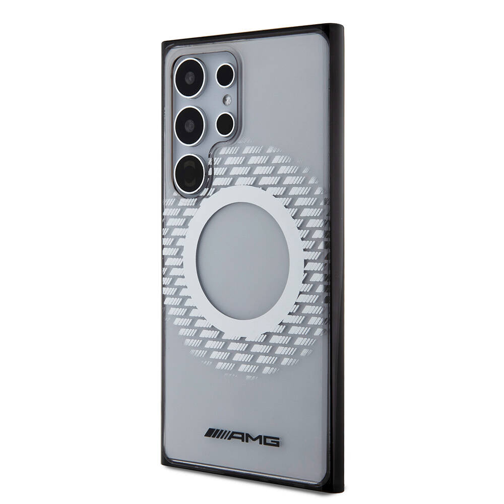 Galaxy S24 Ultra Kılıf AMG Orijinal Lisanslı M-safe Şarj Özellikli Eşkenar Dörtgen Desenli Transparan Kılıf