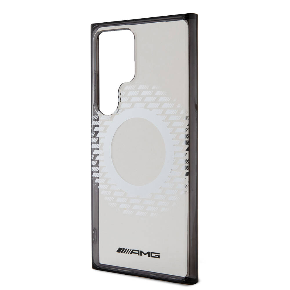 Galaxy S24 Ultra Kılıf AMG Orijinal Lisanslı M-safe Şarj Özellikli Eşkenar Dörtgen Desenli Transparan Kılıf