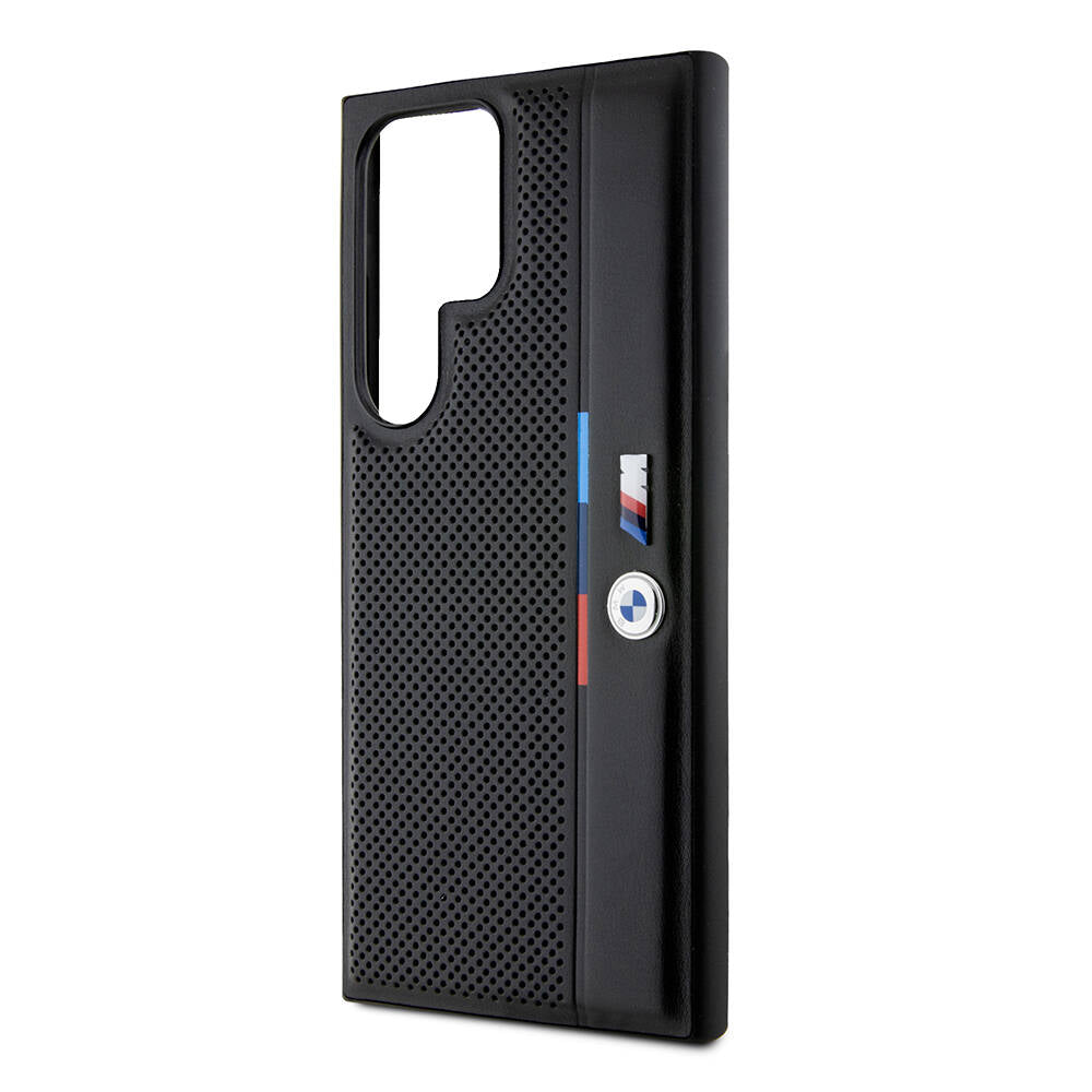 Galaxy S24 Ultra Kılıf BMW Orijinal Lisanslı M Logolu Üç Renk Çizgili Delikli Detail Line Kılıf