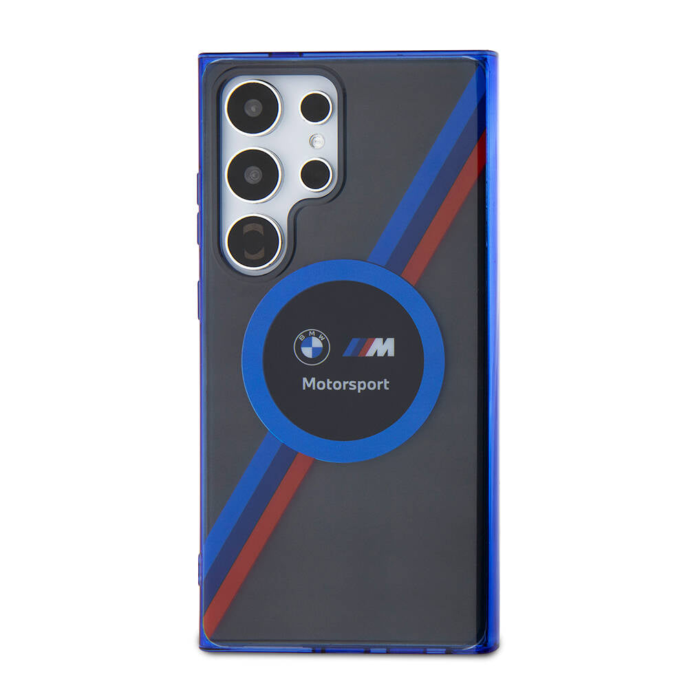 Galaxy S24 Ultra Kılıf BMW Orijinal Lisanslı M Logolu Üç Renk Çizgili Motorsport Circle Kılıf