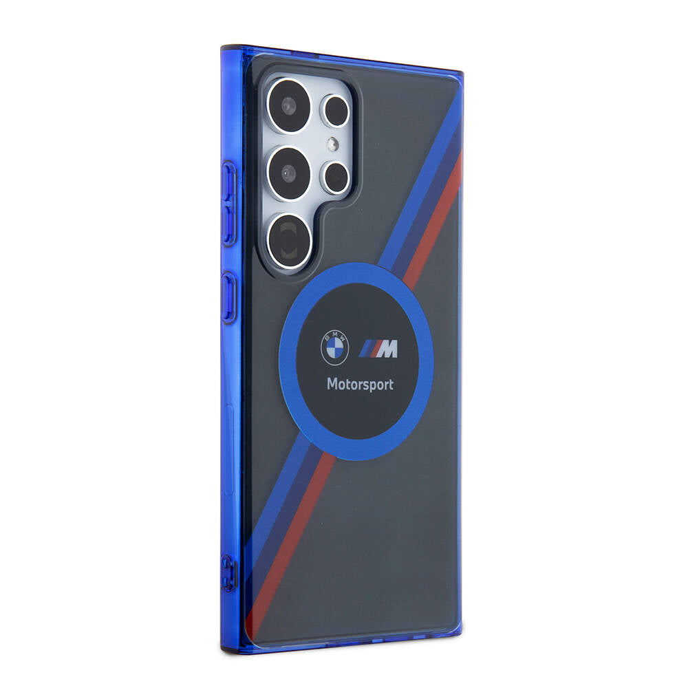 Galaxy S24 Ultra Kılıf BMW Orijinal Lisanslı M Logolu Üç Renk Çizgili Motorsport Circle Kılıf