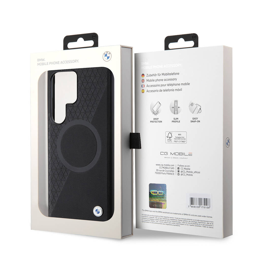 Galaxy S24 Ultra Kılıf BMW Orijinal Lisanslı M-safe Şarj Özellikli Yarım Dokulu Circle Leather Kılıf