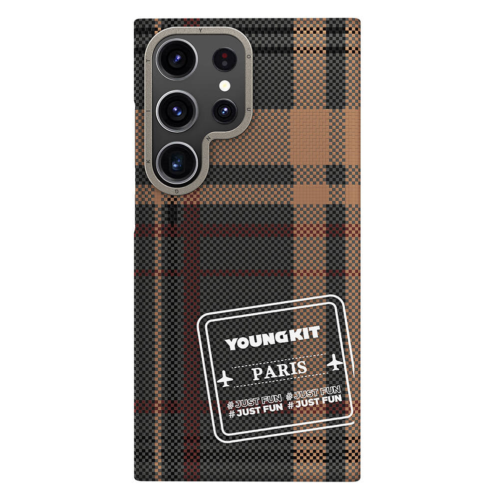 Galaxy S24 Ultra Kılıf Ekose Desenli Youngkit Gezhi Serisi Kılıf