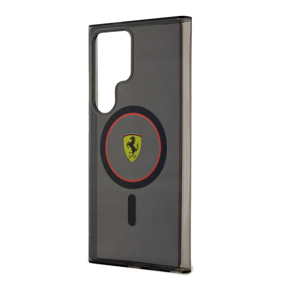 Galaxy S24 Ultra Kılıf Ferrari orijinal Lisanslı M-safe Şarj Özellikli Füme İç Yüzey Circle Line Kılıf