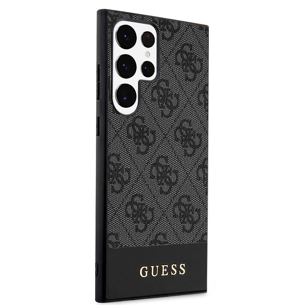 Galaxy S24 Ultra Kılıf Guess Orijinal Lisanslı PU Deri Şerit Logo Dizaynlı Kılıf