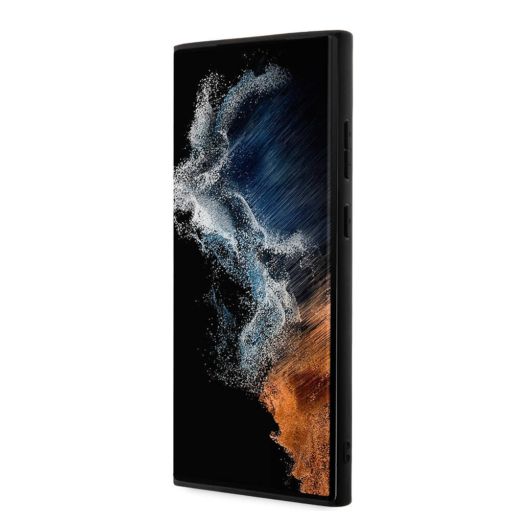 Galaxy S24 Ultra Kılıf Guess Orijinal Lisanslı PU Deri Şerit Logo Dizaynlı Kılıf