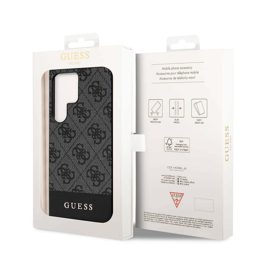 Galaxy S24 Ultra Kılıf Guess Orijinal Lisanslı PU Deri Şerit Logo Dizaynlı Kılıf