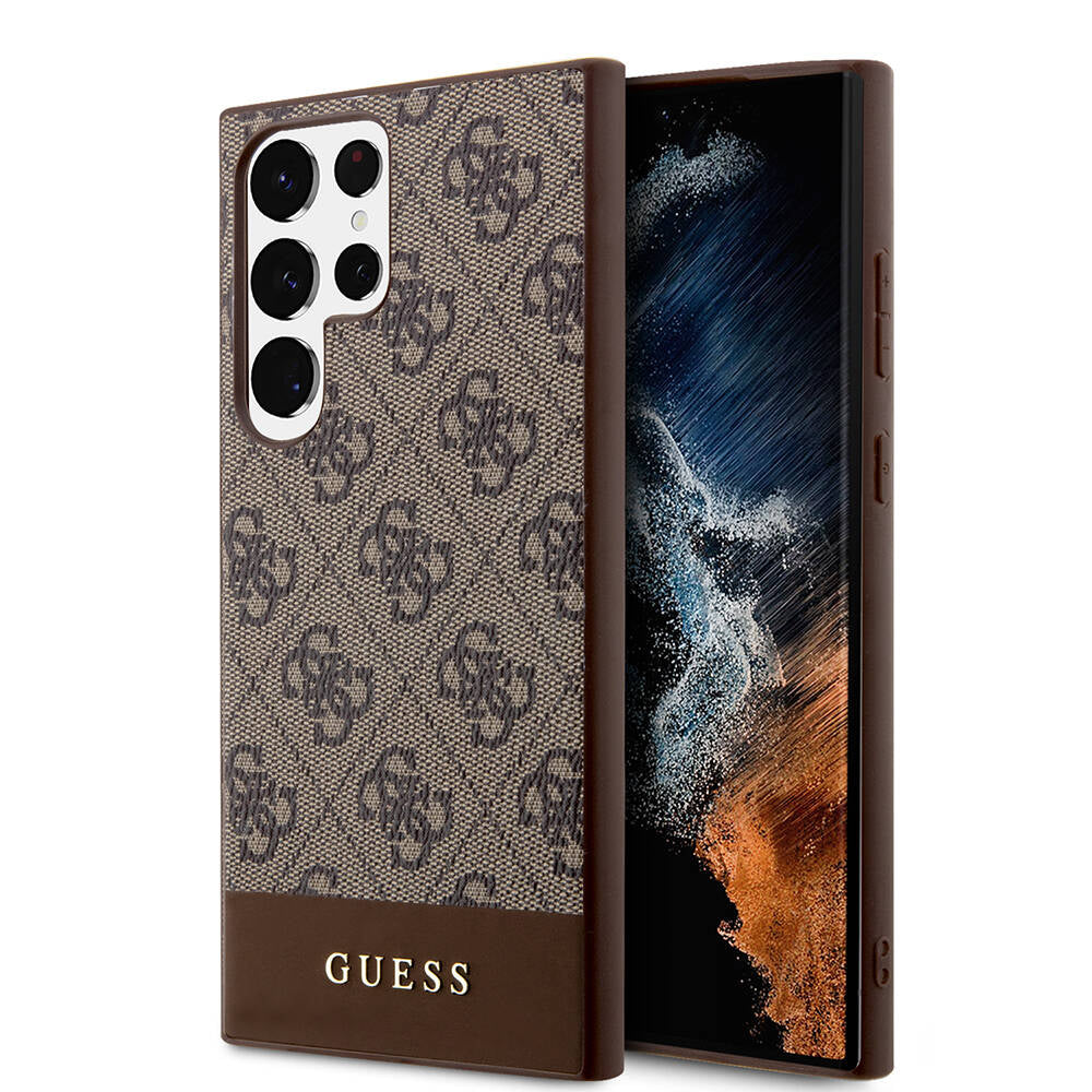Galaxy S24 Ultra Kılıf Guess Orijinal Lisanslı PU Deri Şerit Logo Dizaynlı Kılıf