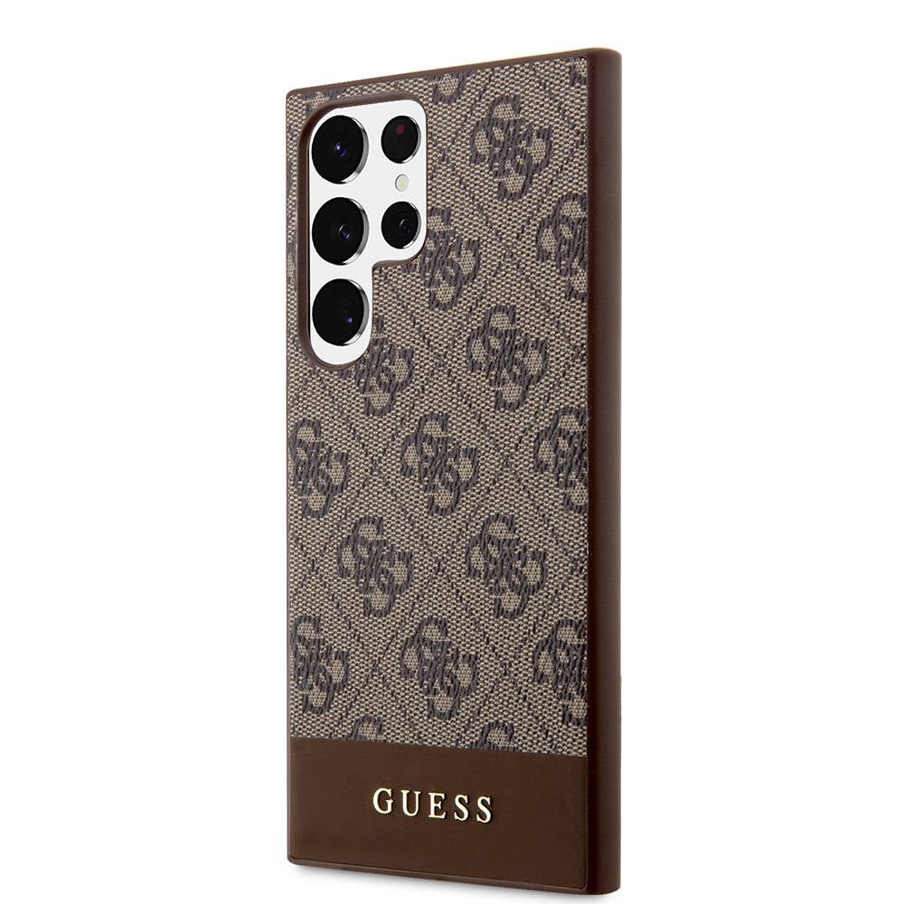Galaxy S24 Ultra Kılıf Guess Orijinal Lisanslı PU Deri Şerit Logo Dizaynlı Kılıf