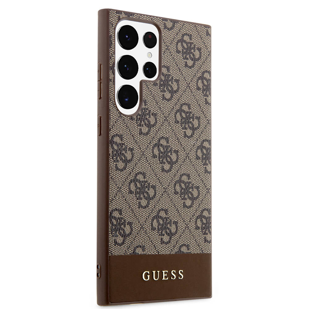 Galaxy S24 Ultra Kılıf Guess Orijinal Lisanslı PU Deri Şerit Logo Dizaynlı Kılıf