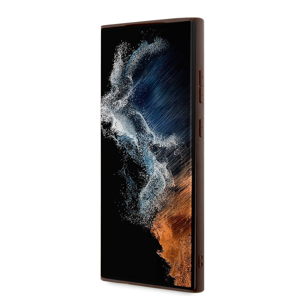 Galaxy S24 Ultra Kılıf Guess Orijinal Lisanslı PU Deri Şerit Logo Dizaynlı Kılıf