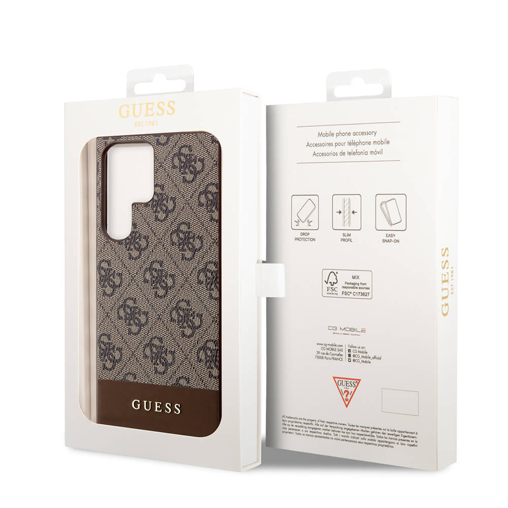 Galaxy S24 Ultra Kılıf Guess Orijinal Lisanslı PU Deri Şerit Logo Dizaynlı Kılıf