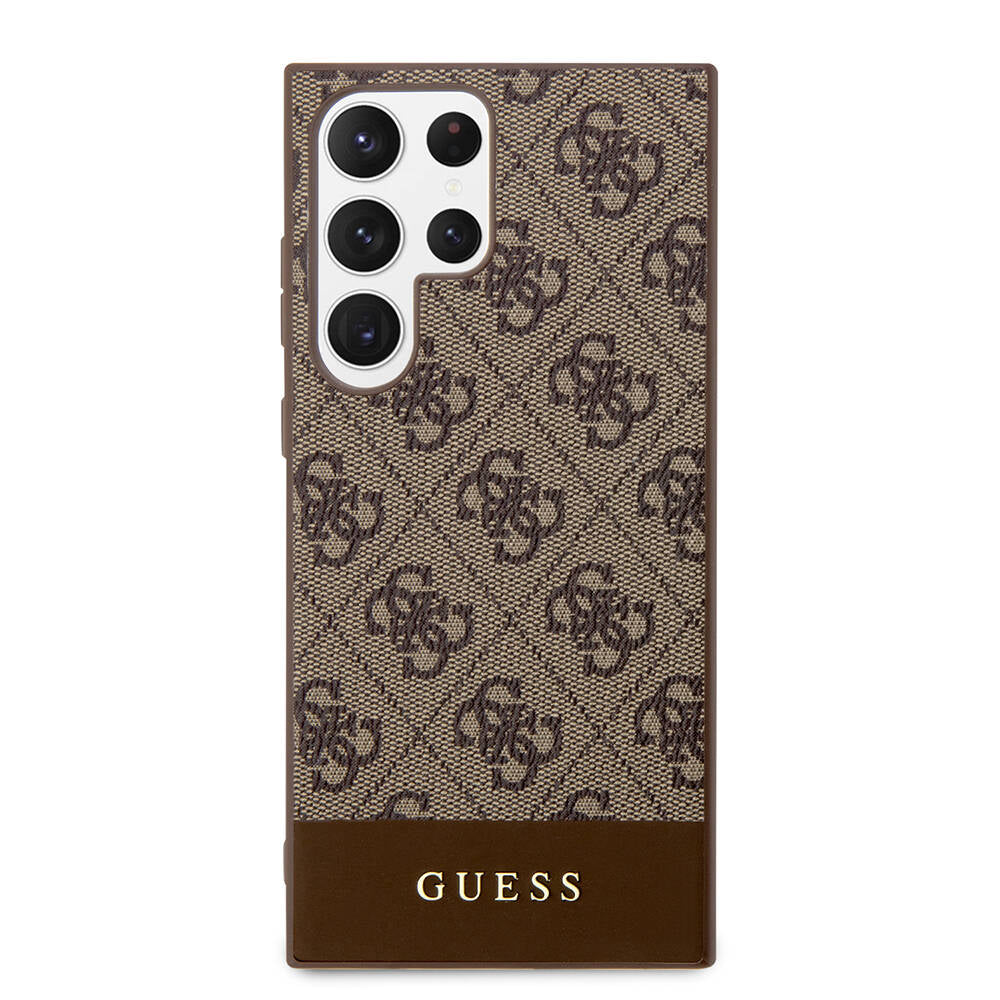 Galaxy S24 Ultra Kılıf Guess Orijinal Lisanslı PU Deri Şerit Logo Dizaynlı Kılıf