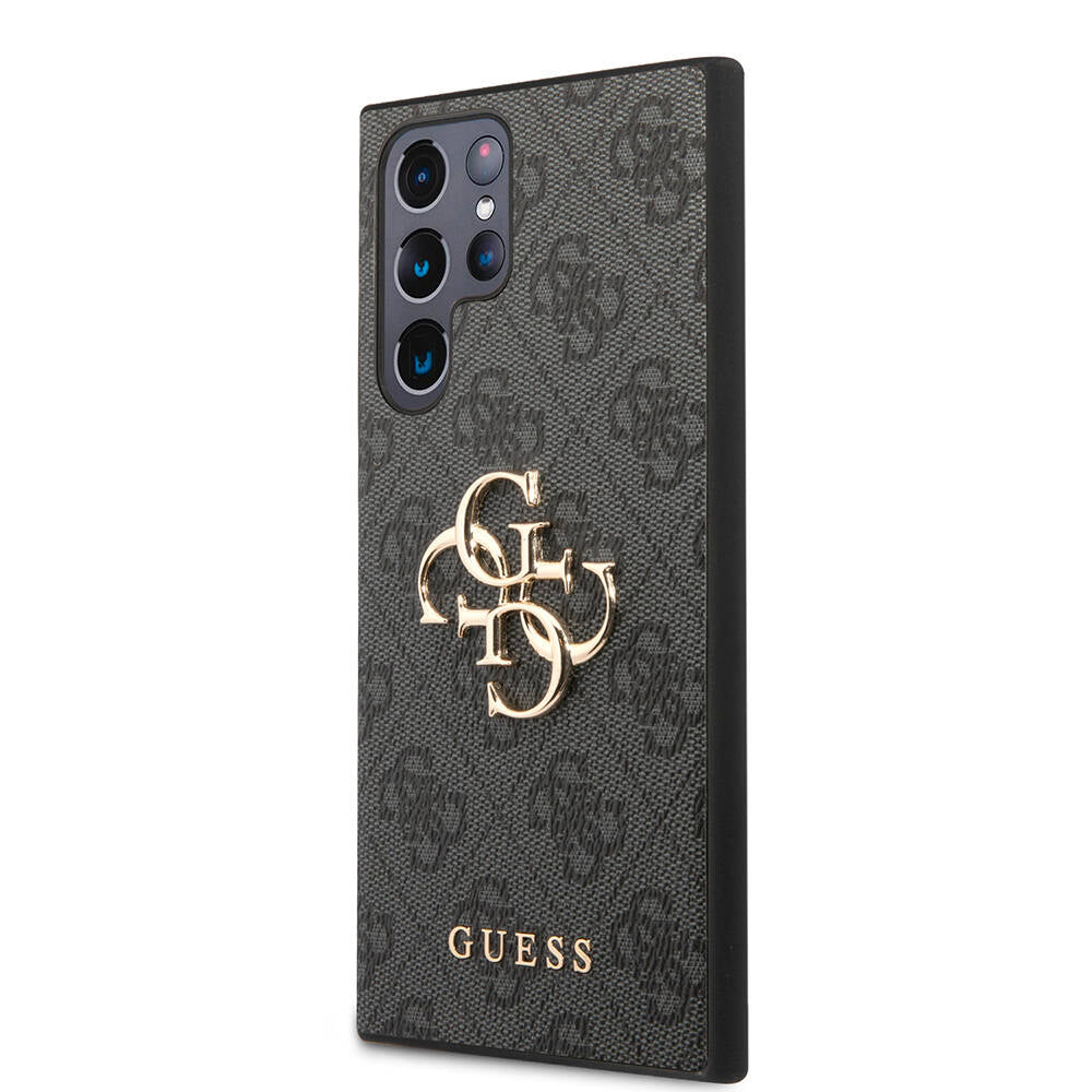 Galaxy S24 Ultra Kılıf Guess Orijinal Lisanslı PU Deri Yazı ve 4G Metal Logolu Desenli Kılıf