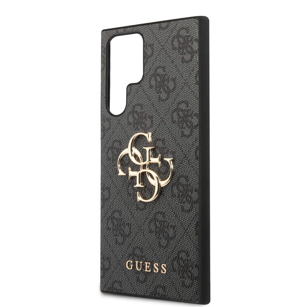Galaxy S24 Ultra Kılıf Guess Orijinal Lisanslı PU Deri Yazı ve 4G Metal Logolu Desenli Kılıf