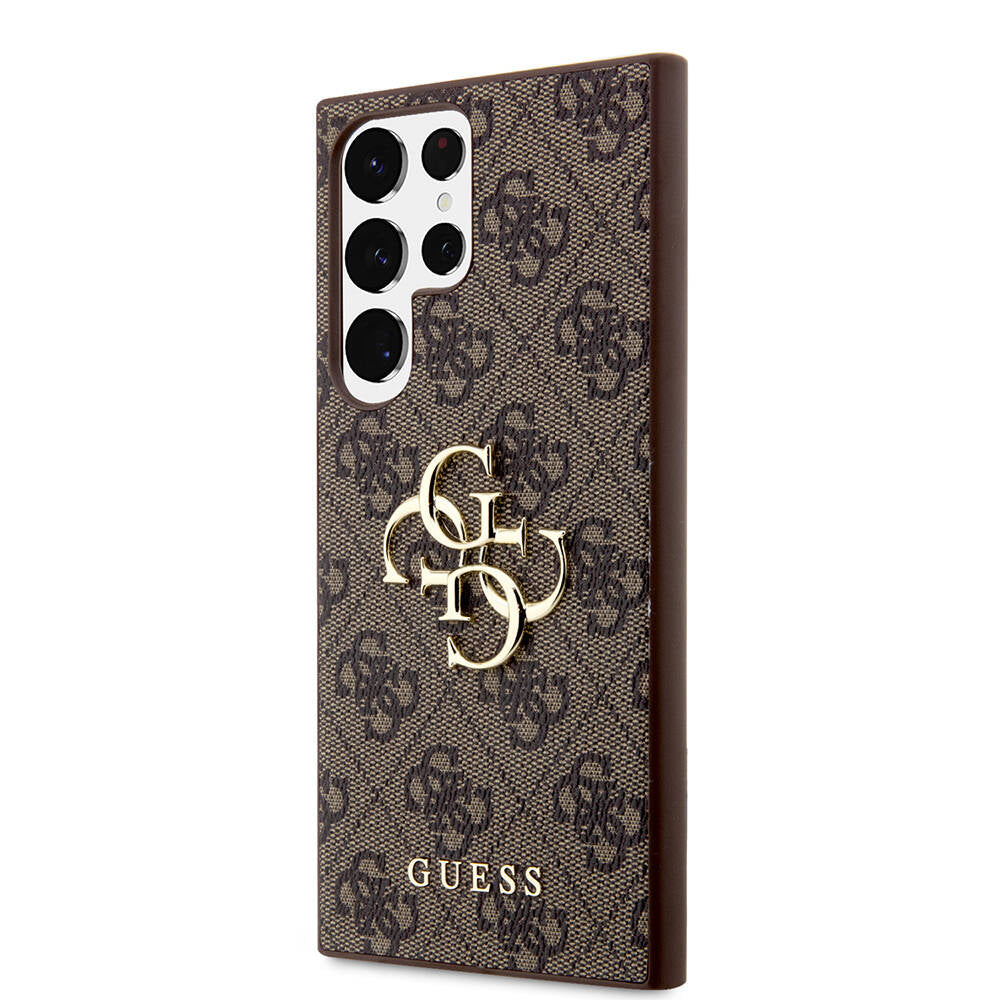 Galaxy S24 Ultra Kılıf Guess Orijinal Lisanslı PU Deri Yazı ve 4G Metal Logolu Desenli Kılıf
