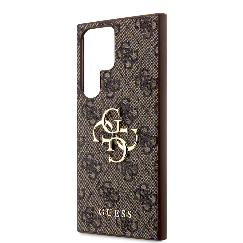 Galaxy S24 Ultra Kılıf Guess Orijinal Lisanslı PU Deri Yazı ve 4G Metal Logolu Desenli Kılıf