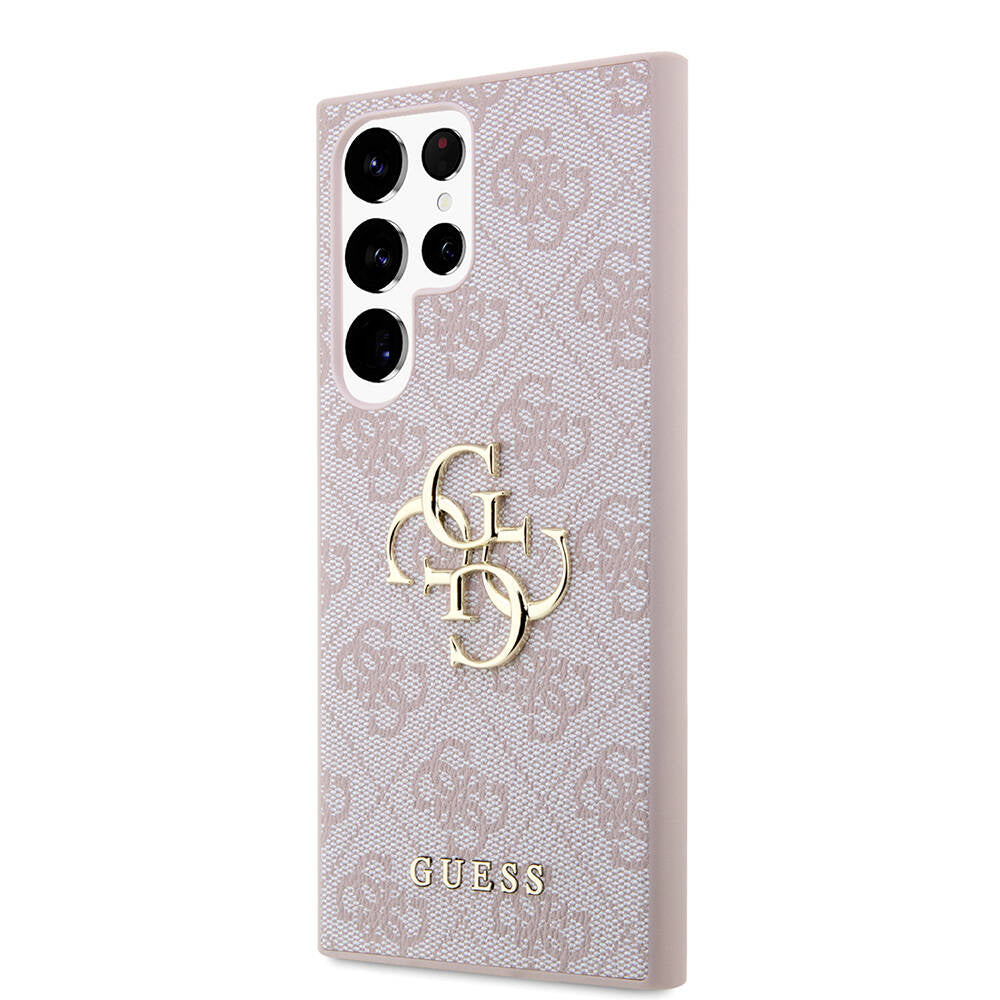 Galaxy S24 Ultra Kılıf Guess Orijinal Lisanslı PU Deri Yazı ve 4G Metal Logolu Desenli Kılıf