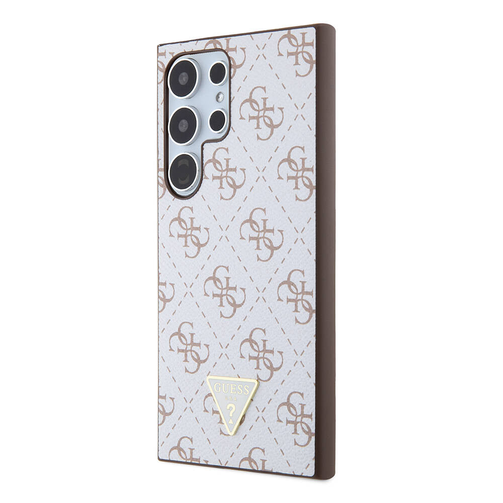 Galaxy S24 Ultra Kılıf Guess Orijinal Lisanslı PU Üçgen Logo 4G Desenli Kılıf