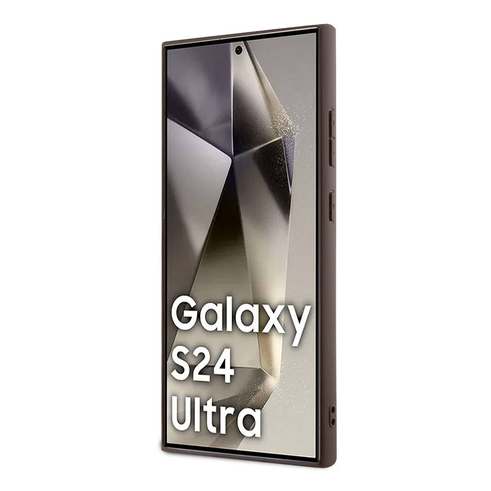 Galaxy S24 Ultra Kılıf Guess Orijinal Lisanslı PU Üçgen Logo 4G Desenli Kılıf
