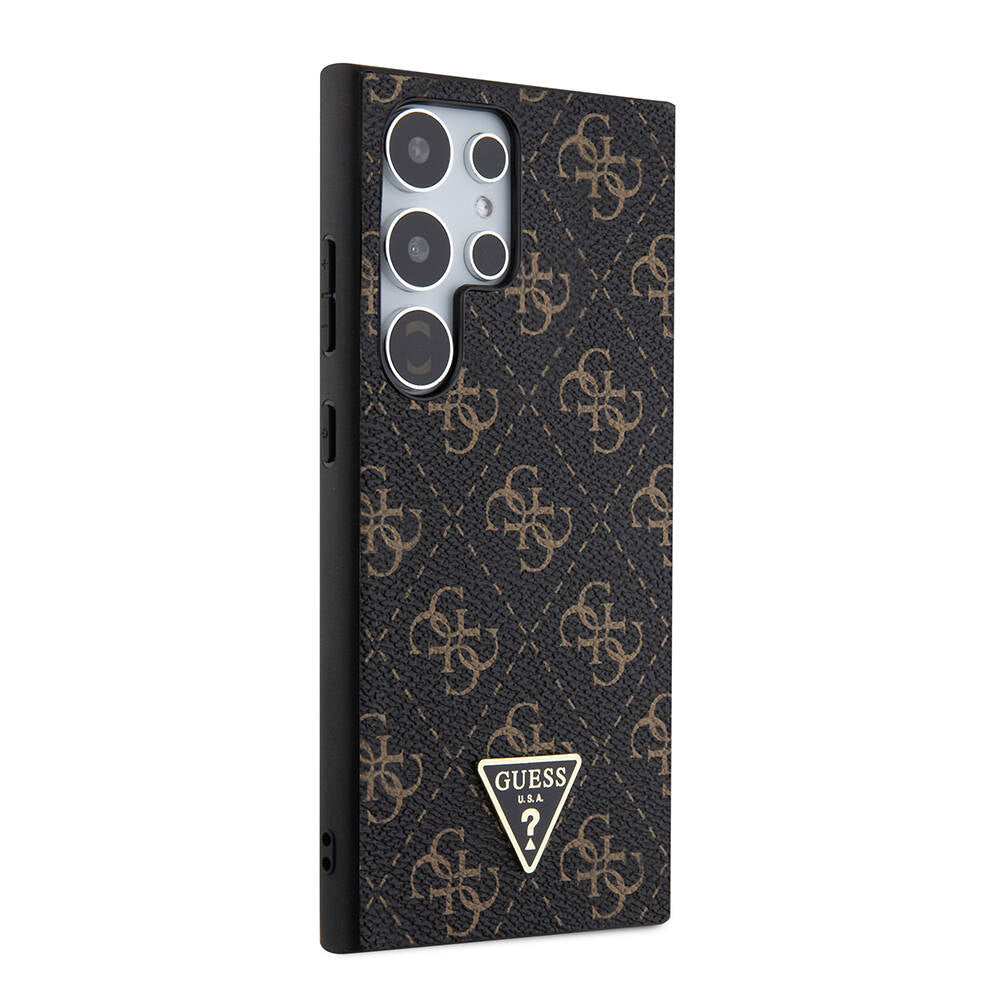 Galaxy S24 Ultra Kılıf Guess Orijinal Lisanslı PU Üçgen Logo 4G Desenli Kılıf