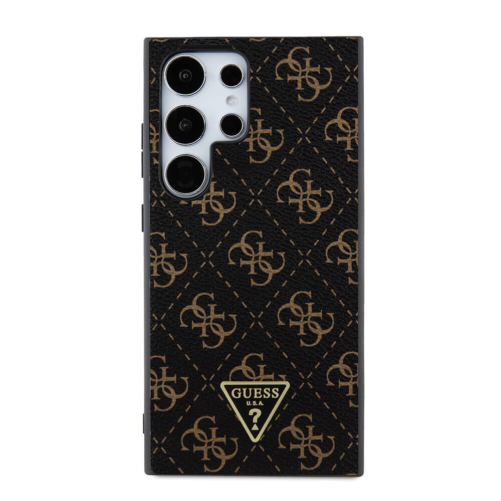 Galaxy S24 Ultra Kılıf Guess Orijinal Lisanslı PU Üçgen Logo 4G Desenli Kılıf
