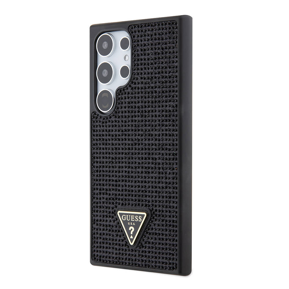 Galaxy S24 Ultra Kılıf Guess Orijinal Lisanslı Taşlı Arka Yüzey Üçgen Logolu Kılıf