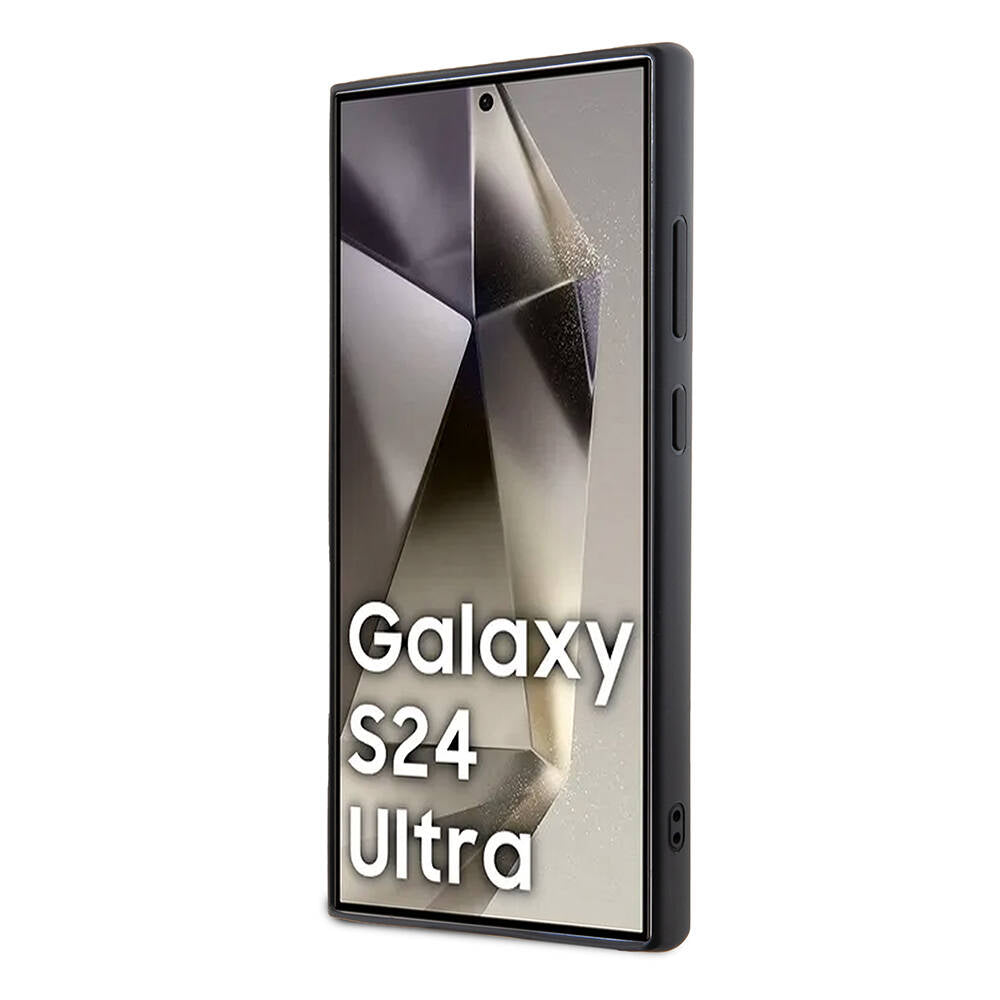 Galaxy S24 Ultra Kılıf Guess Orijinal Lisanslı Taşlı Arka Yüzey Üçgen Logolu Kılıf