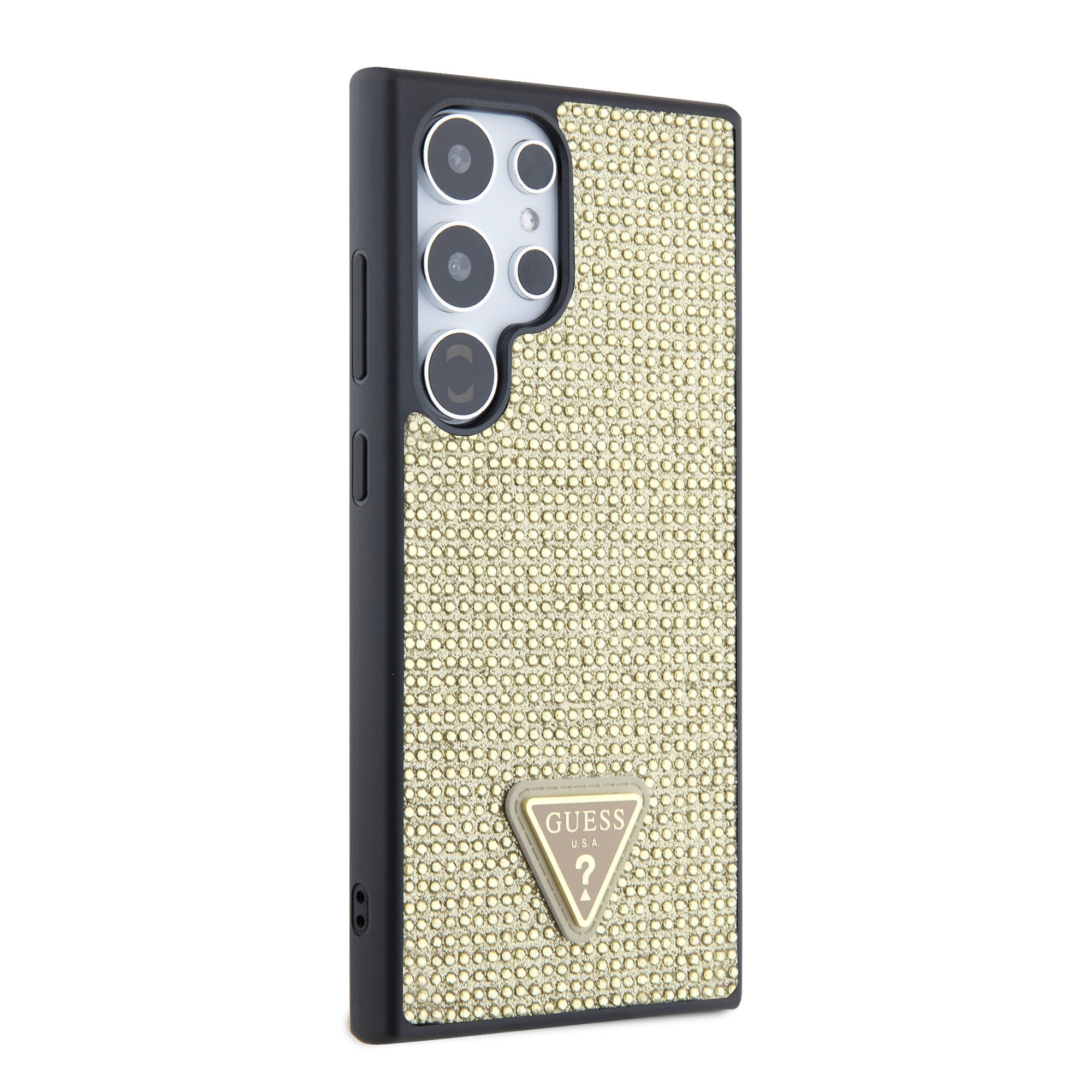 Galaxy S24 Ultra Kılıf Guess Orijinal Lisanslı Taşlı Arka Yüzey Üçgen Logolu Kılıf