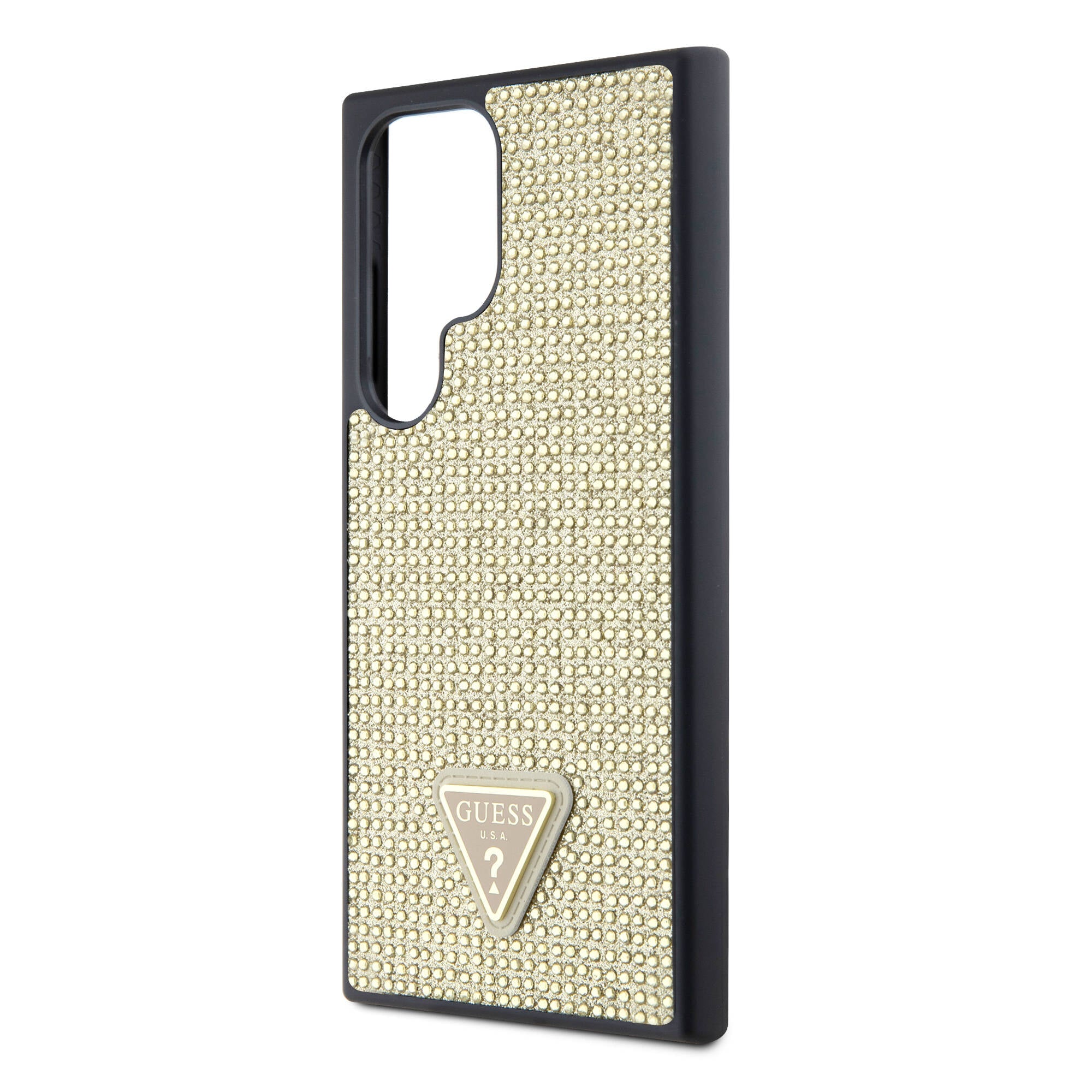 Galaxy S24 Ultra Kılıf Guess Orijinal Lisanslı Taşlı Arka Yüzey Üçgen Logolu Kılıf