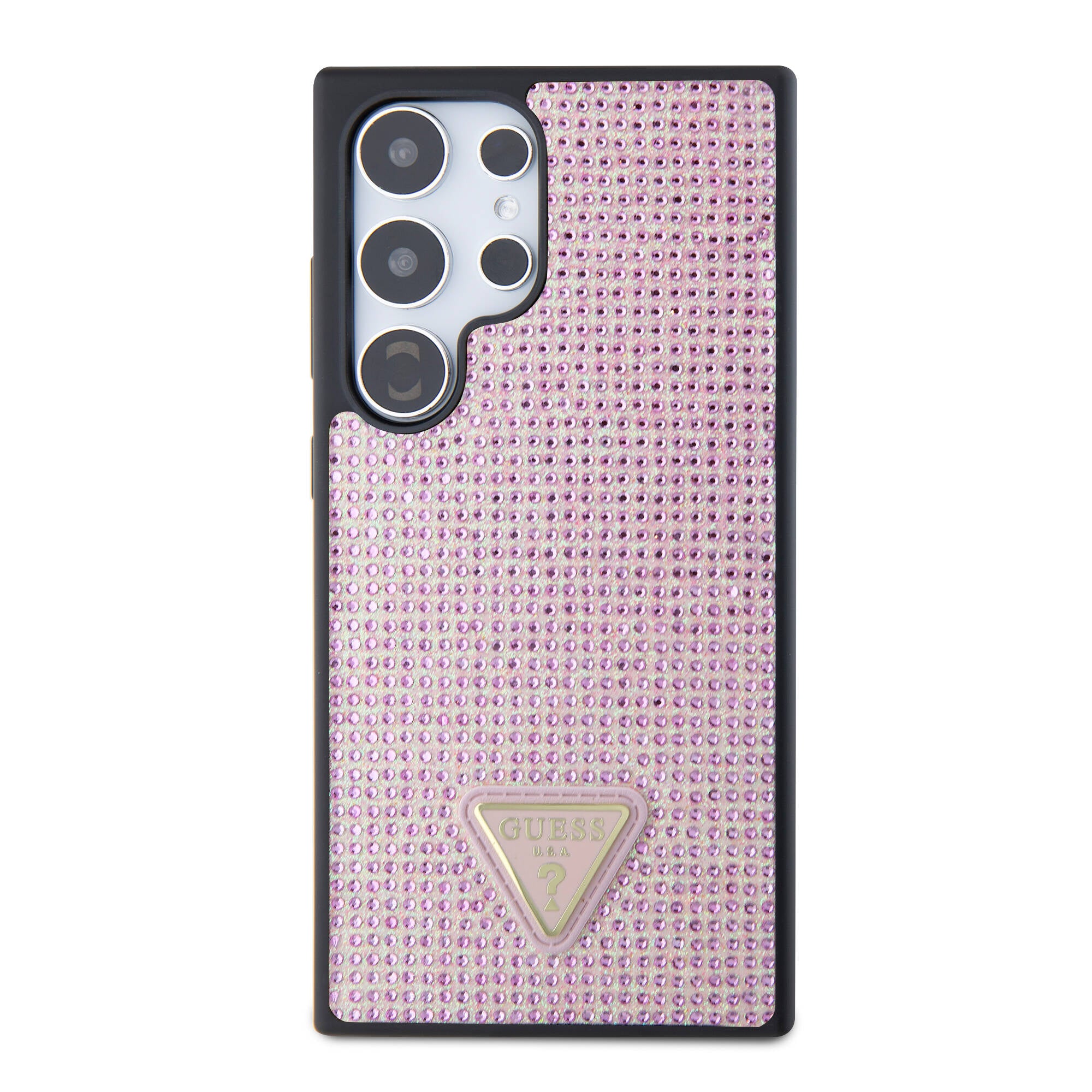Galaxy S24 Ultra Kılıf Guess Orijinal Lisanslı Taşlı Arka Yüzey Üçgen Logolu Kılıf