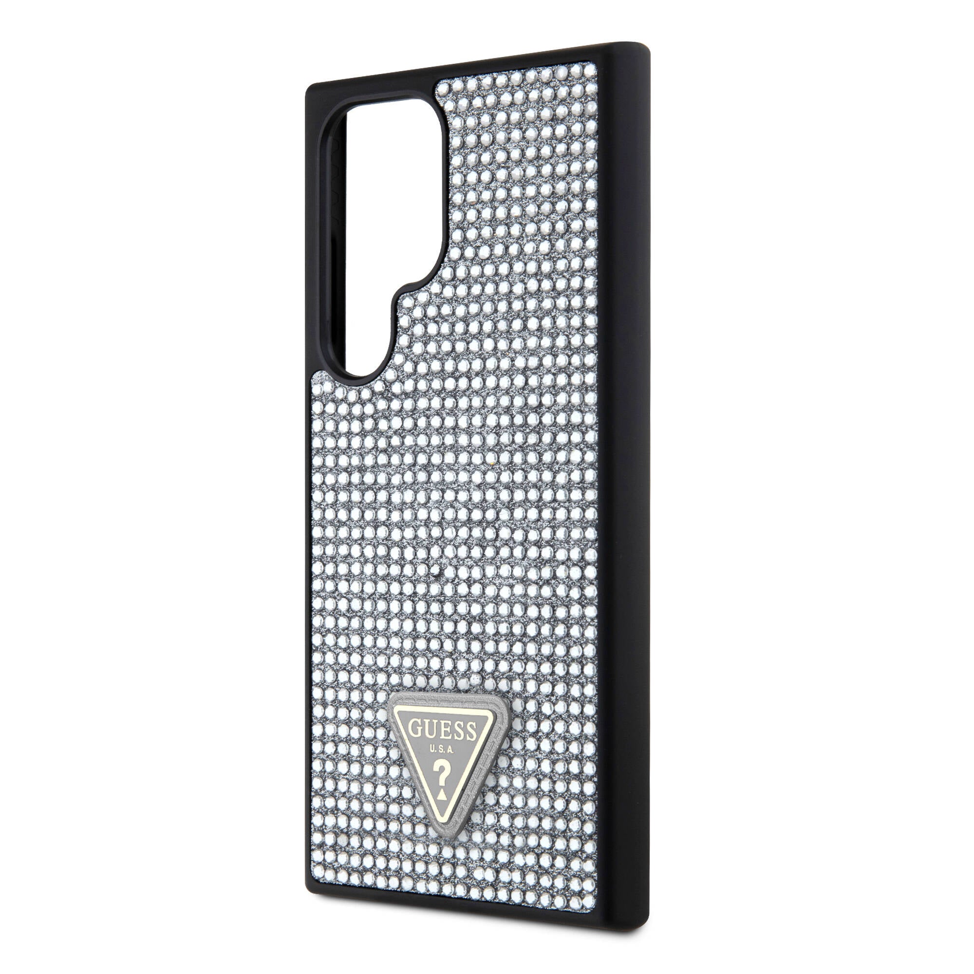 Galaxy S24 Ultra Kılıf Guess Orijinal Lisanslı Taşlı Arka Yüzey Üçgen Logolu Kılıf