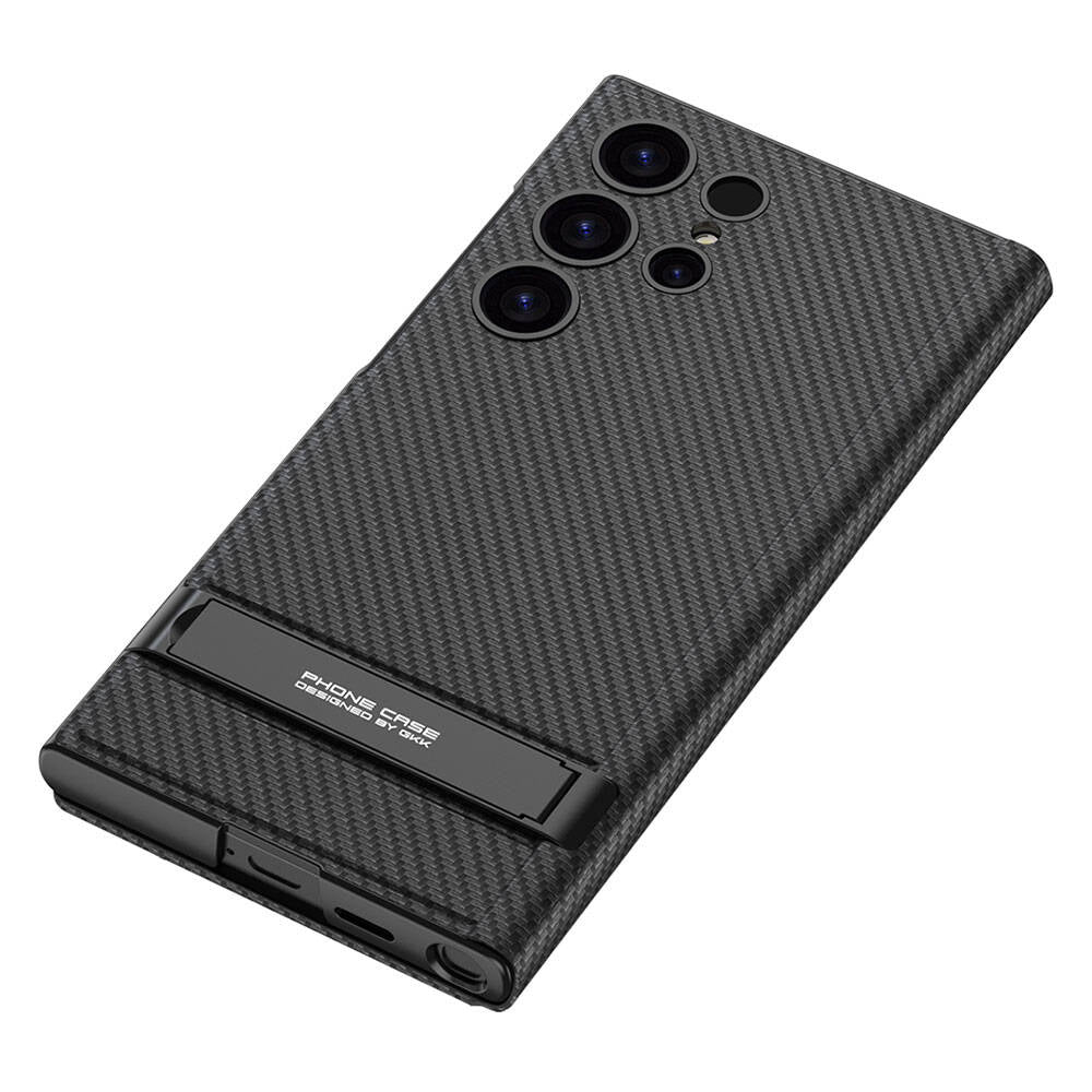 Galaxy S24 Ultra Kılıf Kamera Korumalı Karbon Tasarım Zore Droga Standlı Kartlıklı Kılıf