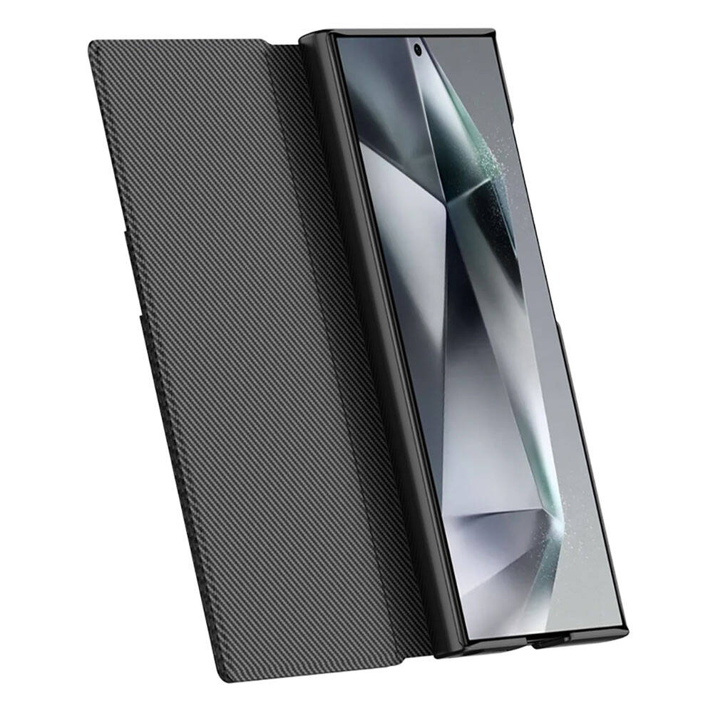 Galaxy S24 Ultra Kılıf Kamera Korumalı Karbon Tasarım Zore Droga Standlı Kartlıklı Kılıf