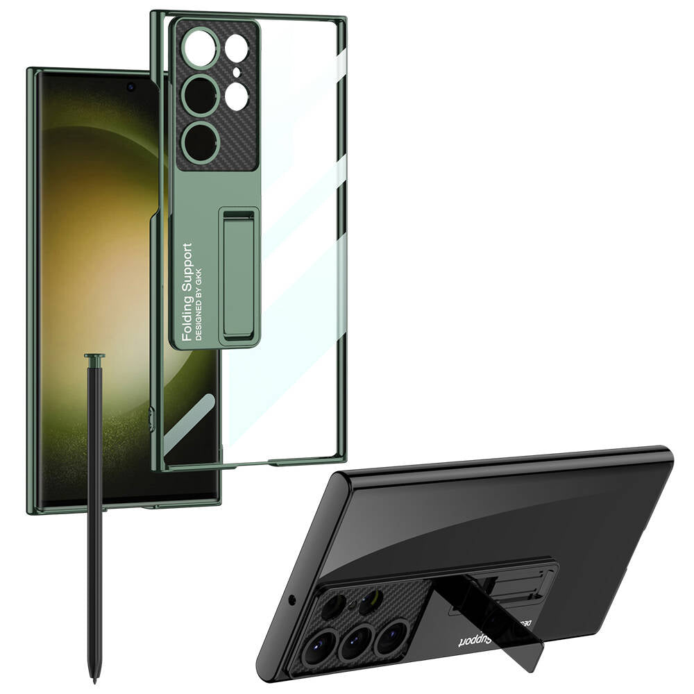 Galaxy S24 Ultra Kılıf Kamera Korumalı Şeffaf Tasarımlı Zore Lego Standlı Kılıf