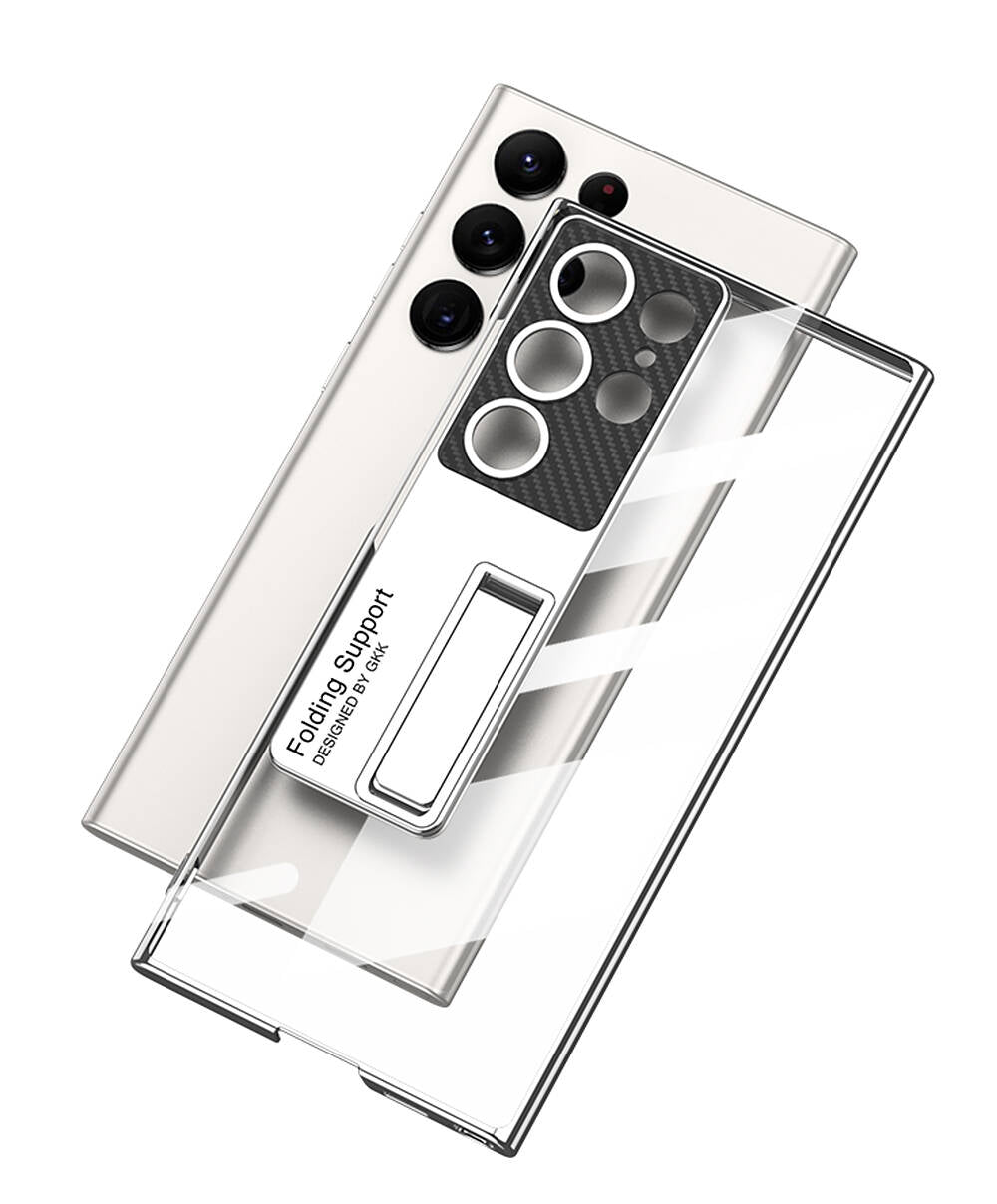 Galaxy S24 Ultra Kılıf Kamera Korumalı Şeffaf Tasarımlı Zore Lego Standlı Kılıf