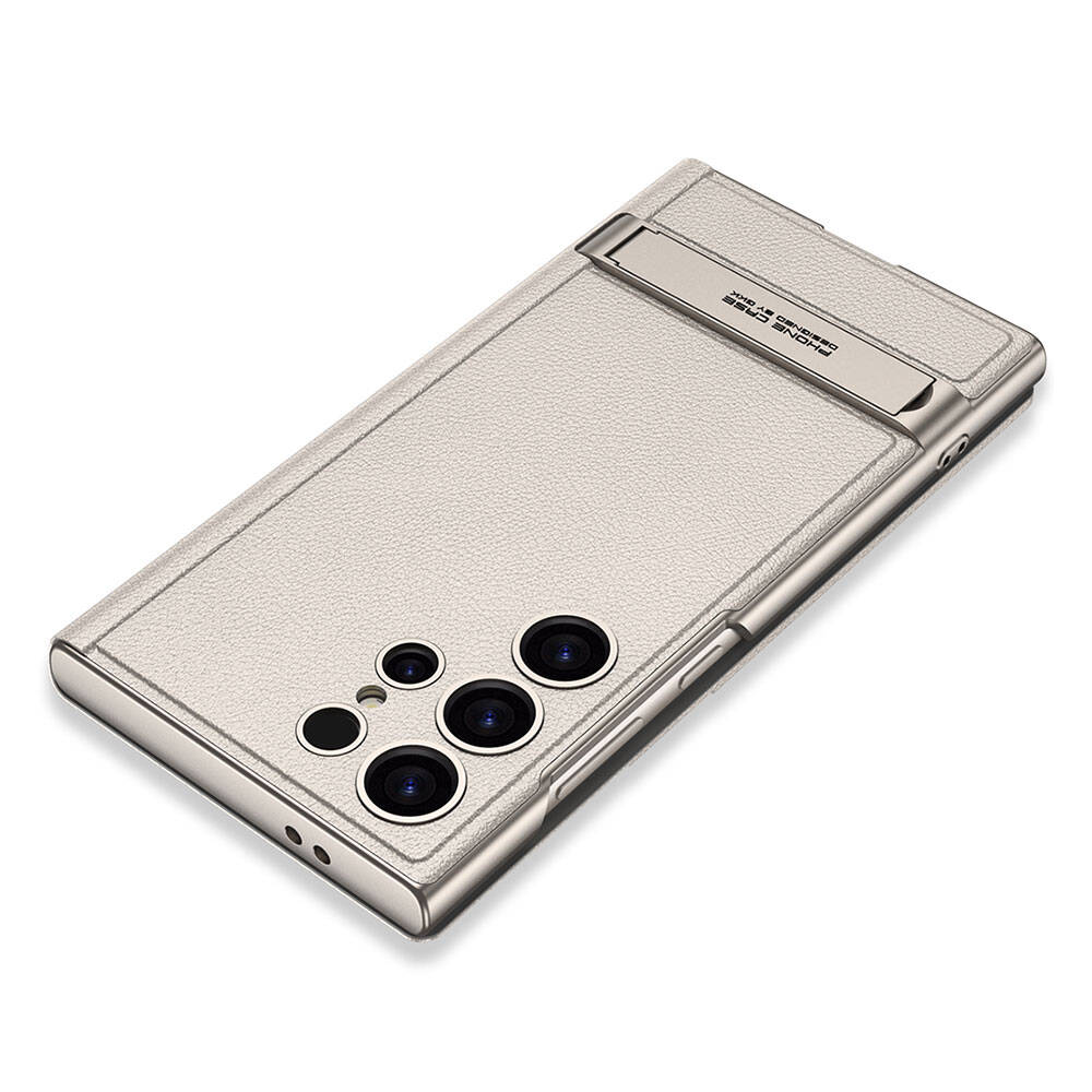 Galaxy S24 Ultra Kılıf Kamera Korumalı Suni Deri Tasarım Zore Droga Standlı Kartlıklı Kılıf