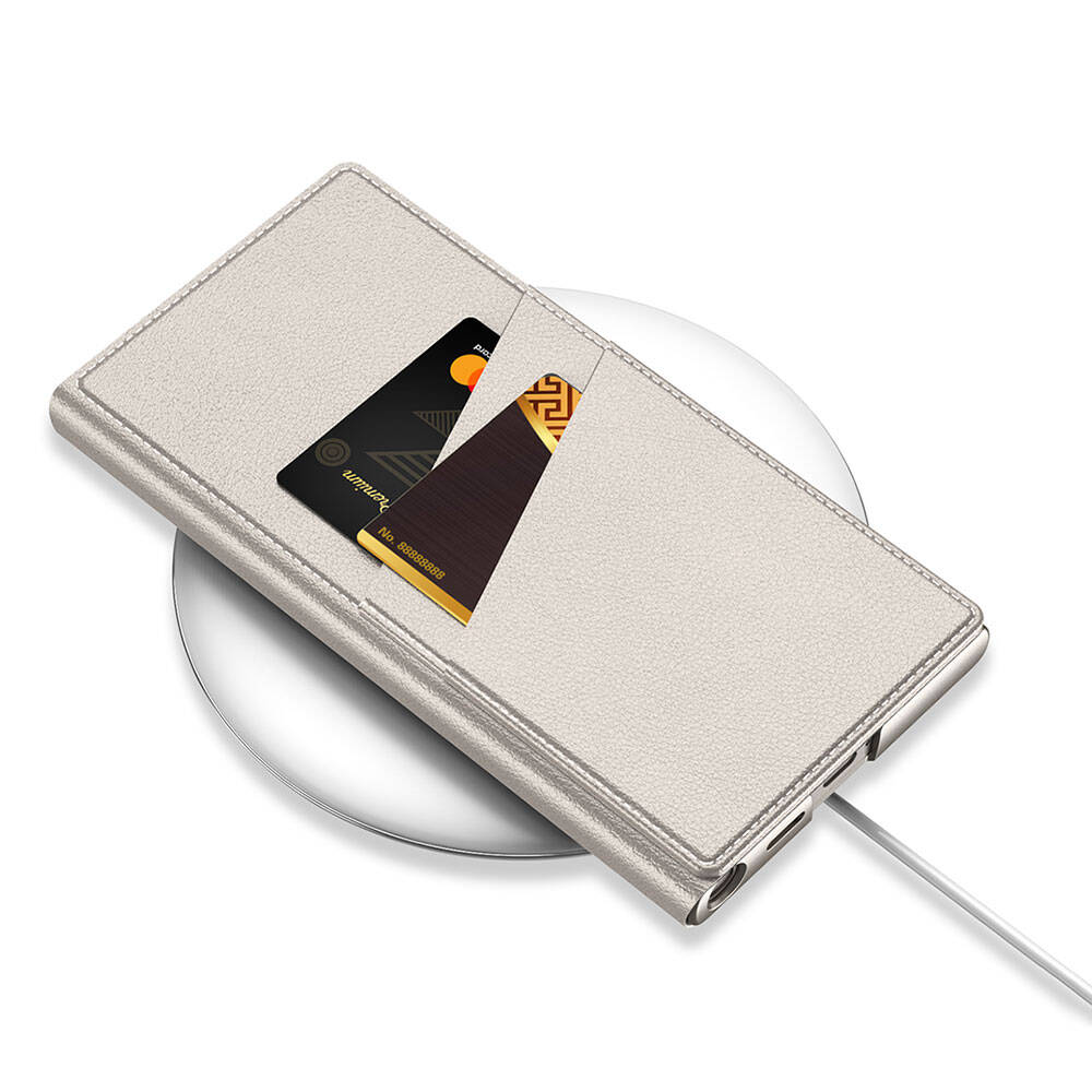 Galaxy S24 Ultra Kılıf Kamera Korumalı Suni Deri Tasarım Zore Droga Standlı Kartlıklı Kılıf