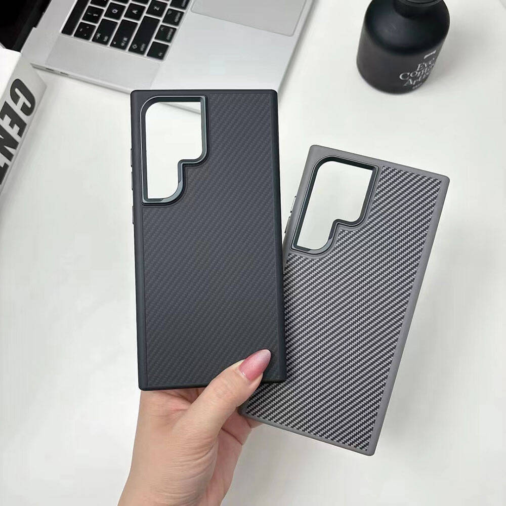 Galaxy S24 Ultra Kılıf M-safe Şarj Özellikli Karbon Fiber Görünümlü Zore Troy Kılıf