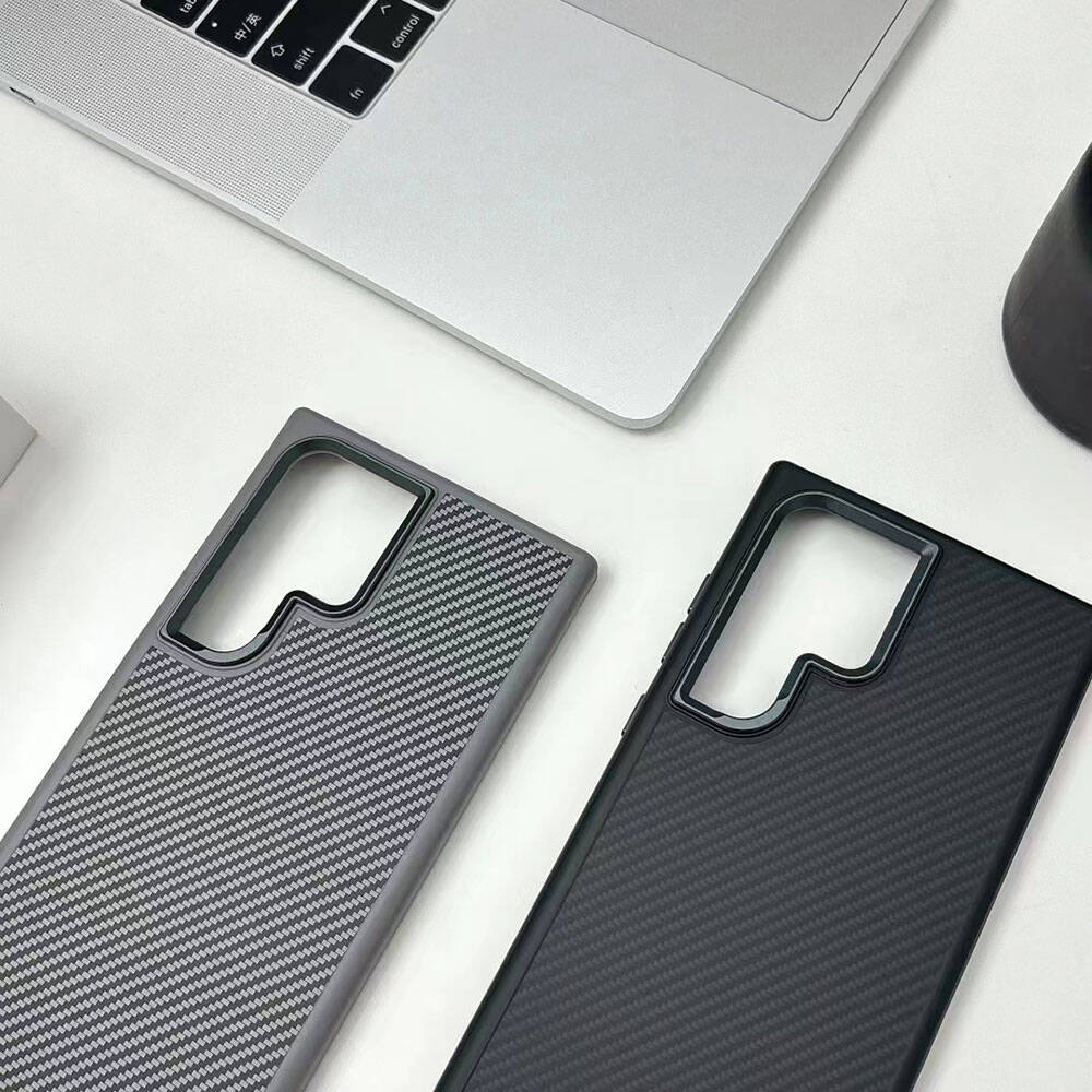 Galaxy S24 Ultra Kılıf M-safe Şarj Özellikli Karbon Fiber Görünümlü Zore Troy Kılıf