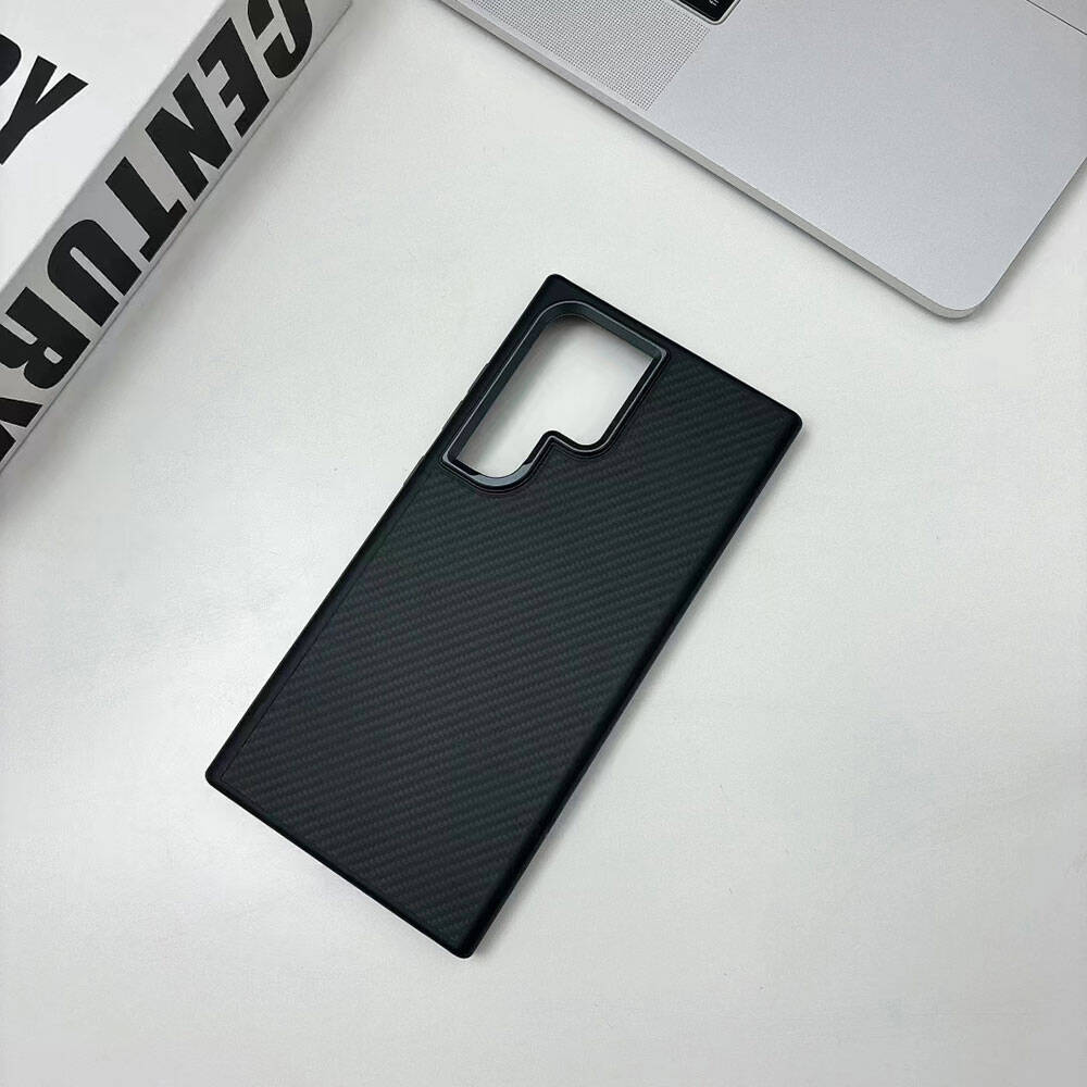 Galaxy S24 Ultra Kılıf M-safe Şarj Özellikli Karbon Fiber Görünümlü Zore Troy Kılıf