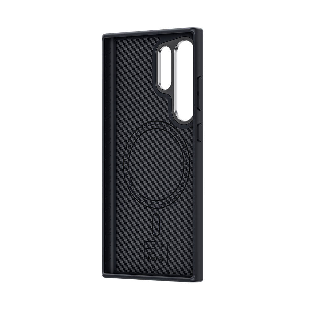 Galaxy S24 Ultra Kılıf Karbon Fiber M-safe Şarj Özellikli Benks Hybrid ArmorPro 600D Kevlar Kılıf