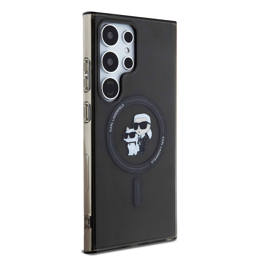 Galaxy S24 Ultra Kılıf Karl Lagerfeld Orijinal Lisanslı M-safe Şarj Özellikli Karl & Choupette IML Baskılı Kılıf