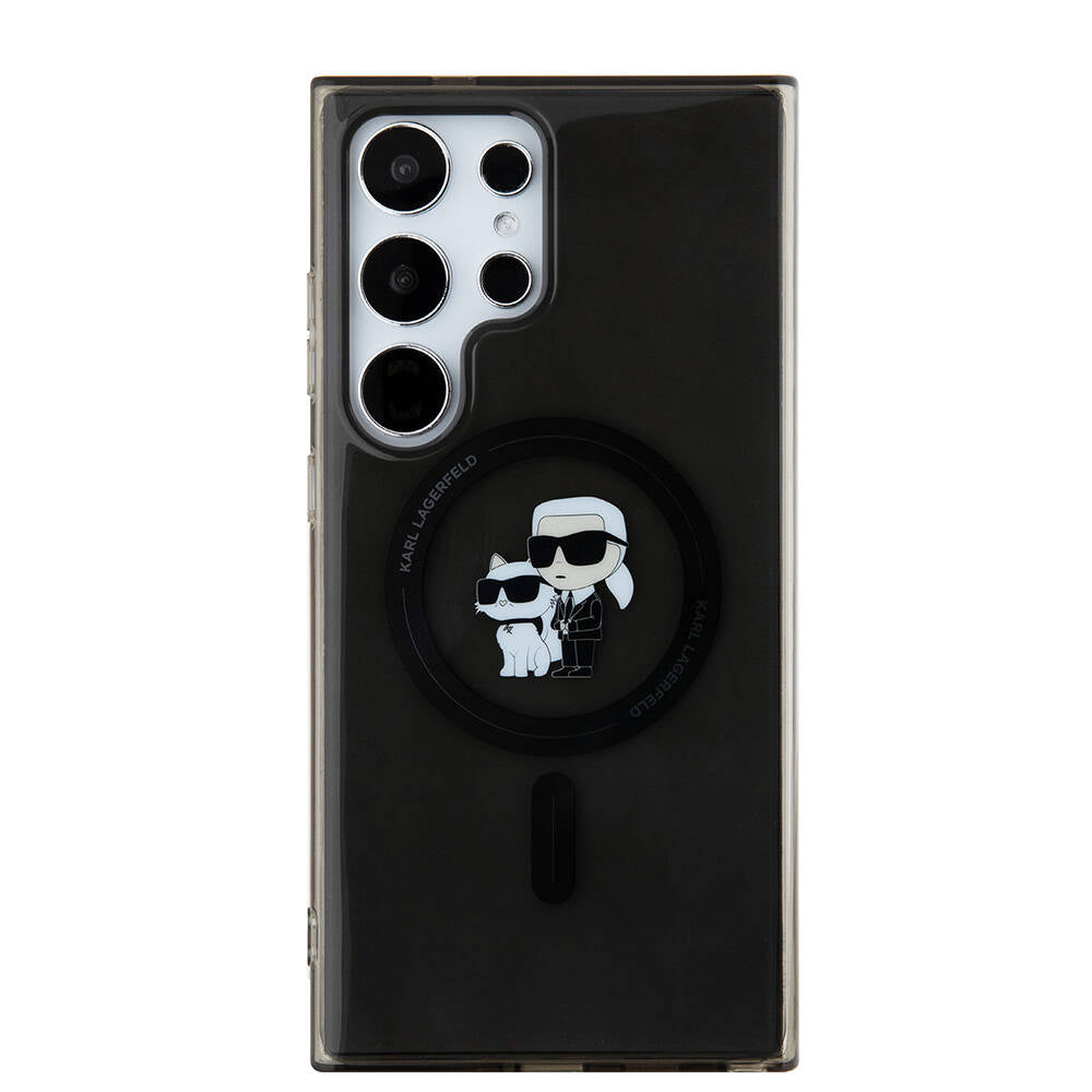 Galaxy S24 Ultra Kılıf Karl Lagerfeld Orijinal Lisanslı M-safe Şarj Özellikli Karl & Choupette IML Baskılı Kılıf