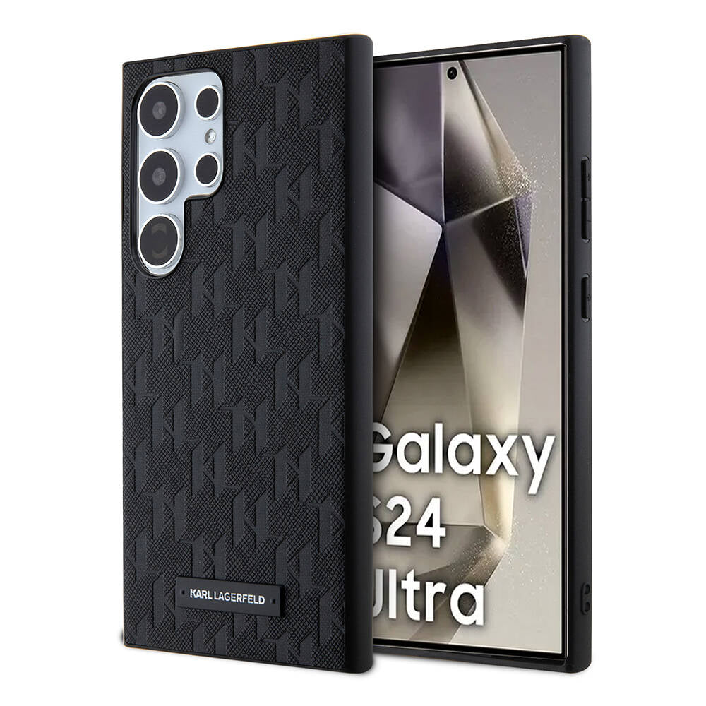 Galaxy S24 Ultra Kılıf Karl Lagerfeld Orijinal Lisanslı Saffiano Monogram Metal Logo Kılıf
