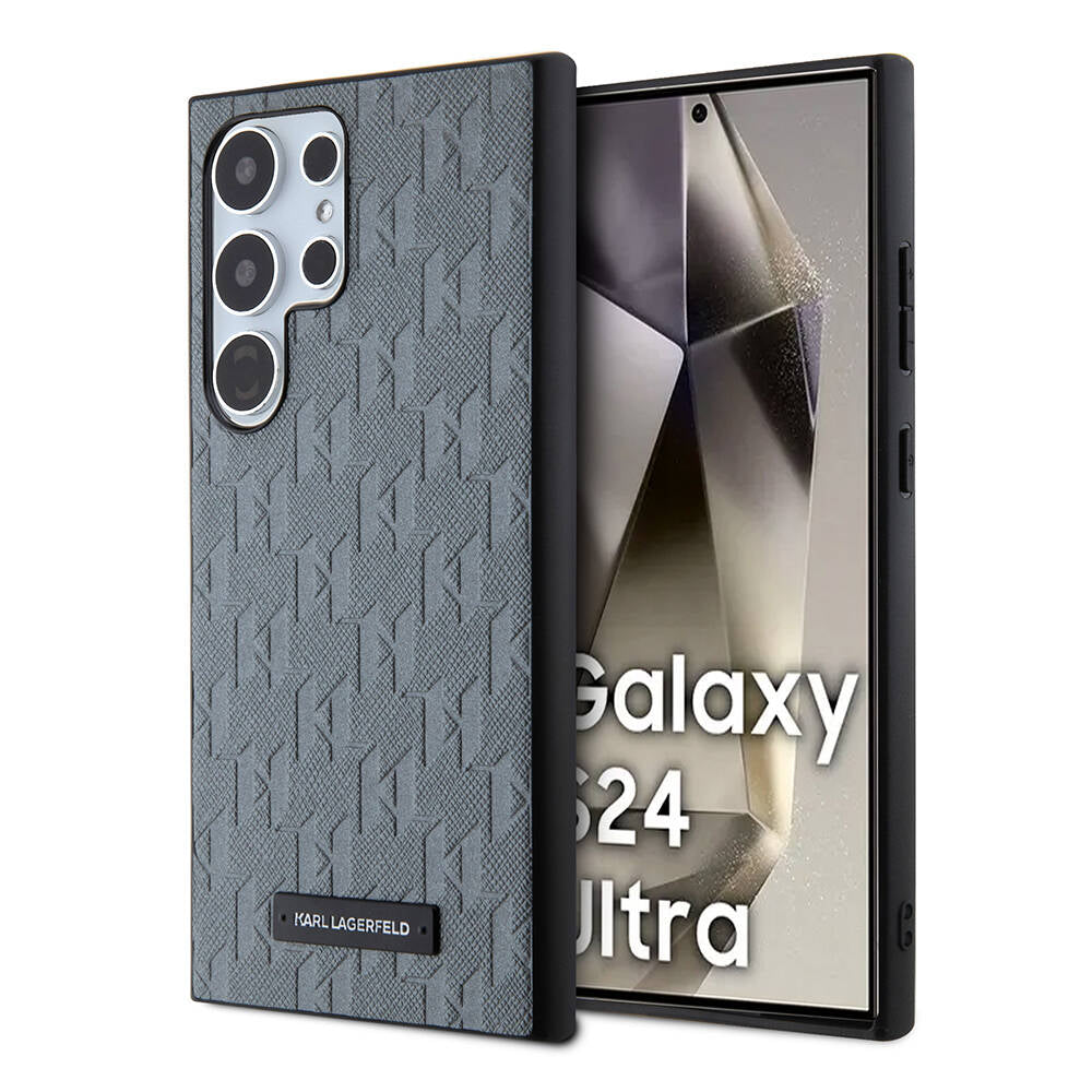Galaxy S24 Ultra Kılıf Karl Lagerfeld Orijinal Lisanslı Saffiano Monogram Metal Logo Kılıf