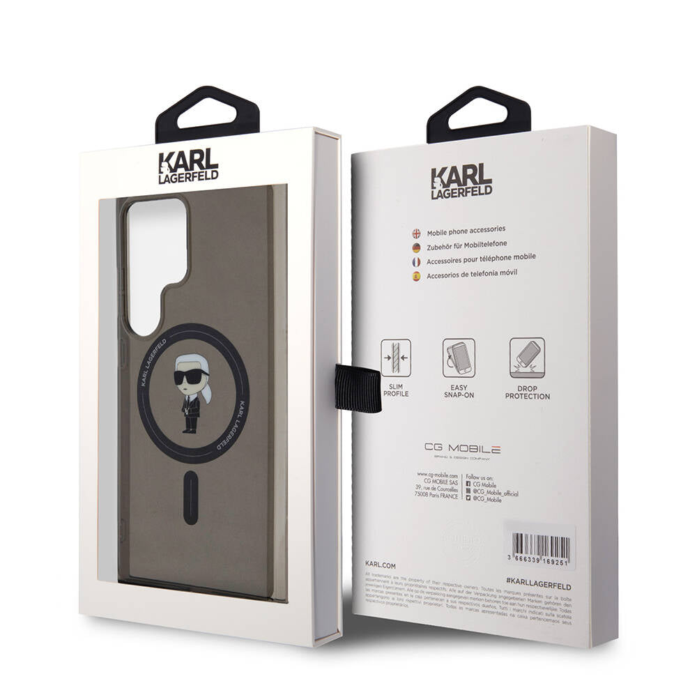 Galaxy S24 Ultra Kılıf Karl Lagerfeld orijinal Lisanslı M-safe Şarj Özellikli Karl Head IML Baskılı Kılıf