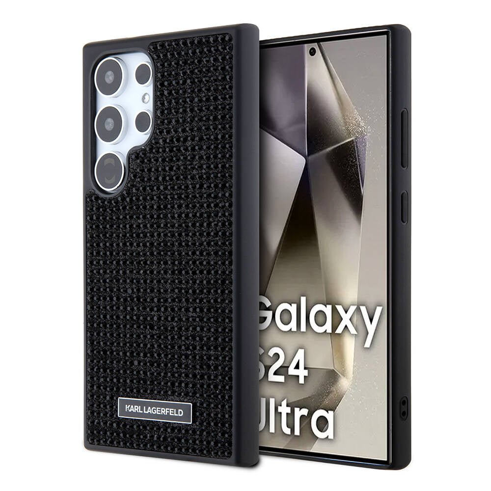 Galaxy S24 Ultra Kılıf Karl Lagerfeld Taşlı Metal Logo Orijinal Lisanslı Kılıf