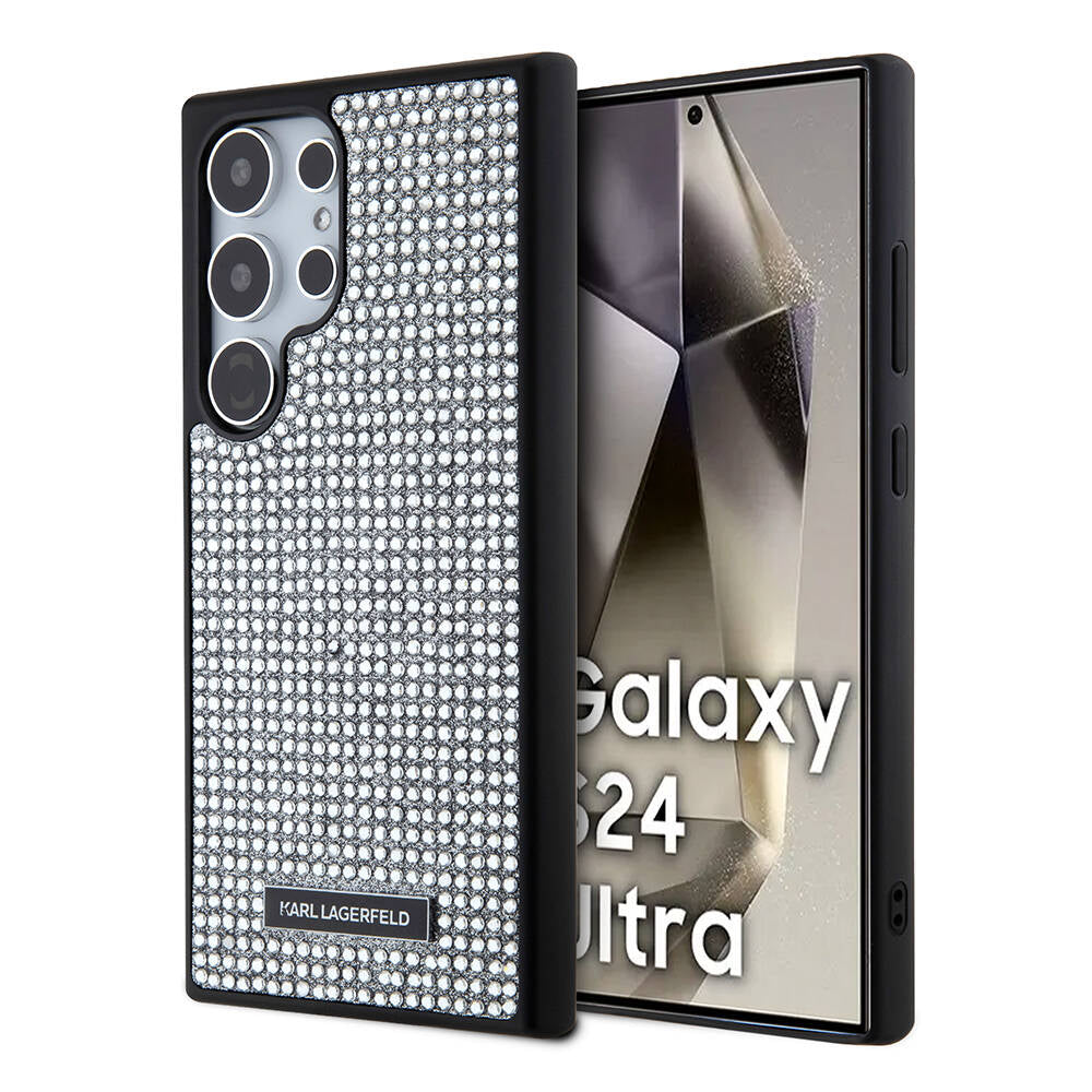 Galaxy S24 Ultra Kılıf Karl Lagerfeld Taşlı Metal Logo Orijinal Lisanslı Kılıf